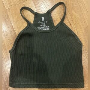 FP Movement by Free People Olive Ribbed Crop Top Never Worn- size M/L